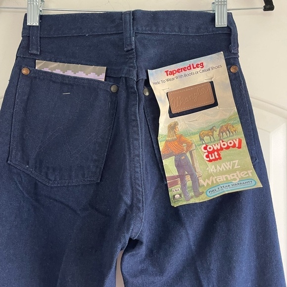 Deadstock Vintage Wrangler Cowboy Cut Straight Tapered Leg Dark Wash - Picture 6 of 11